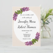 Lilacs and Cream Wedding Invitation Kaart (Staand voorkant)