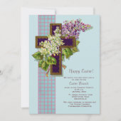 Lilacs and Crucifix Easter Invitation Kaart (Voorkant)