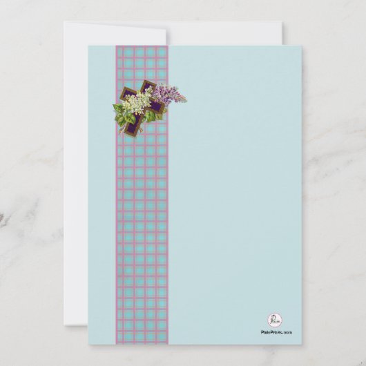 Lilacs and Crucifix Easter Invitation Kaart (Achterkant)