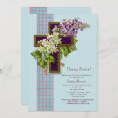 Lilacs and Crucifix Easter Invitation Kaart (Voorkant / Achterkant)