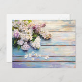 Lilacs and Daisies on Pastel Wood Briefkaart (Voorkant / Achterkant)