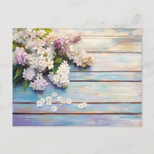 Lilacs and Daisies on Pastel Wood Briefkaart (Voorkant)