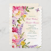 Lilacs and Peonies Bridal Shower Invitation Kaart (Voorkant / Achterkant)