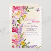 Lilacs and Peonies Floral Invitation Kaart (Voorkant / Achterkant)