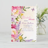 Lilacs and Peonies Floral Invitation Kaart (Staand voorkant)