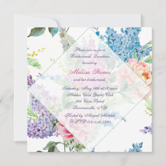 Lilacs and Peonies Invitation Kaart