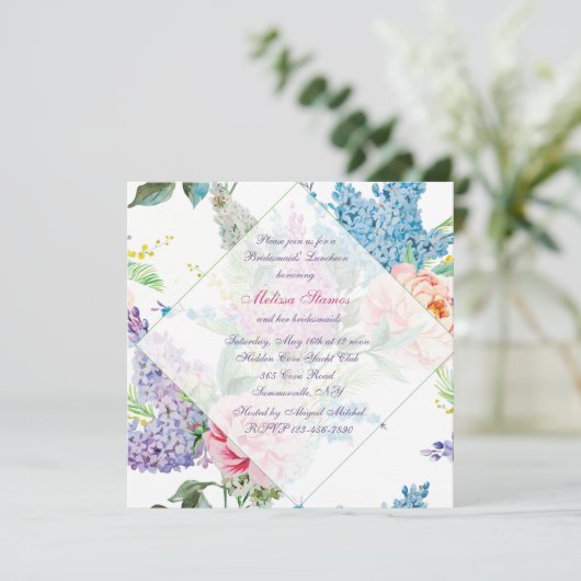 Lilacs and Peonies Invitation Kaart (Staand voorkant)