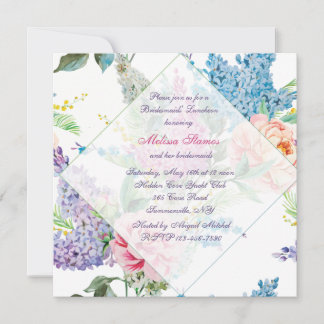 Lilacs and Peonies Invitation Kaart