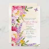 Lilacs and Peonies Luncheon Invitation Kaart (Voorkant / Achterkant)