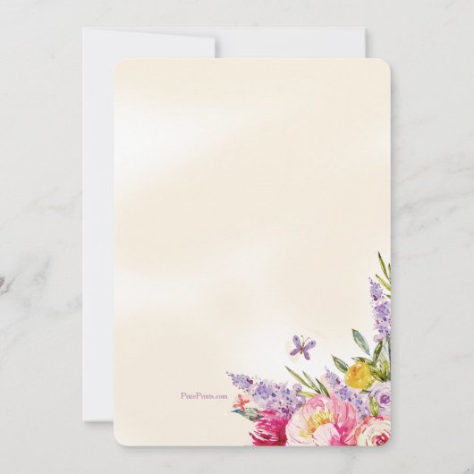 Lilacs and Peonies Luncheon Invitation Kaart (Achterkant)