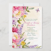 Lilacs and Peonies Luncheon Invitation Kaart (Voorkant)