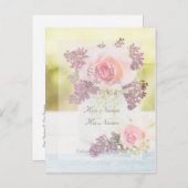 Lilacs and Rozen Save the Date Wedding Aankondigingskaart (Voorkant / Achterkant)