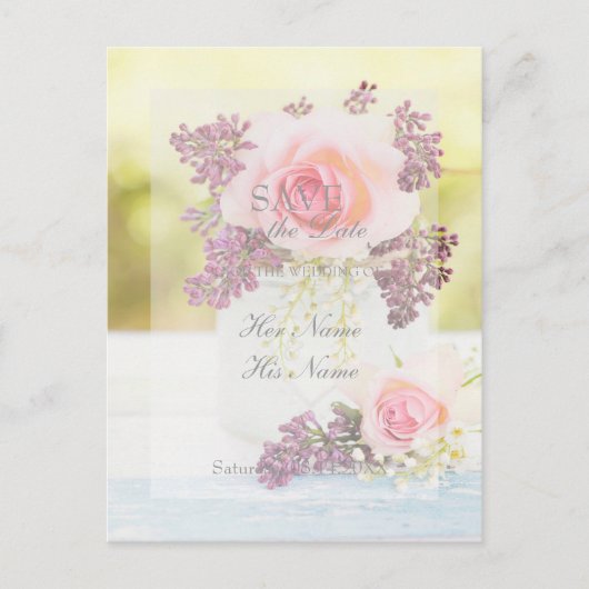 Lilacs and Rozen Save the Date Wedding Aankondigingskaart (Voorkant)
