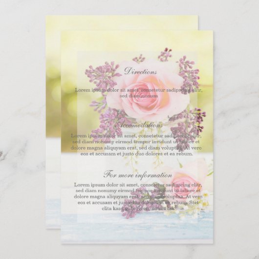 Lilacs and Rozen Vintage Wedding Directions Kaart (Voorkant / Achterkant)