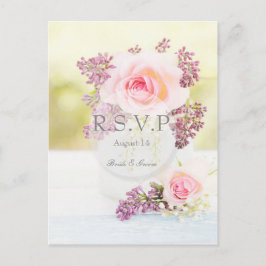Lilacs and Rozen Vintage Wedding editable RSVP Uitnodiging Briefkaart