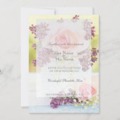 Lilacs and Rozen Vintage Wedding Kaart (Voorkant)