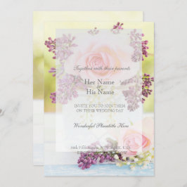 Lilacs and Rozen Vintage Wedding Kaart