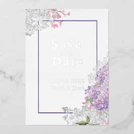 Lilacs Bloemstuk Save the Date  Folie Uitnodiging