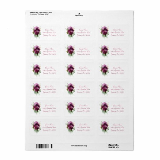 Lilacs Botanical Return Address Etiket (Full Sheet)