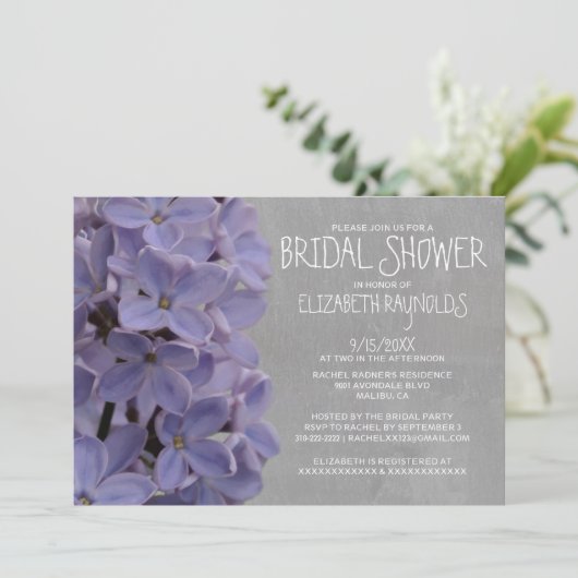 Lilacs Bridal Shower Invitations Kaart (Staand voorkant)