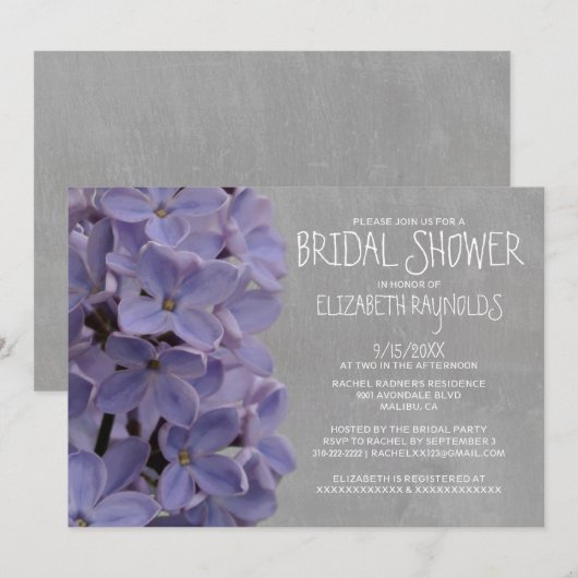 Lilacs Bridal Shower Invitations Kaart (Voorkant / Achterkant)
