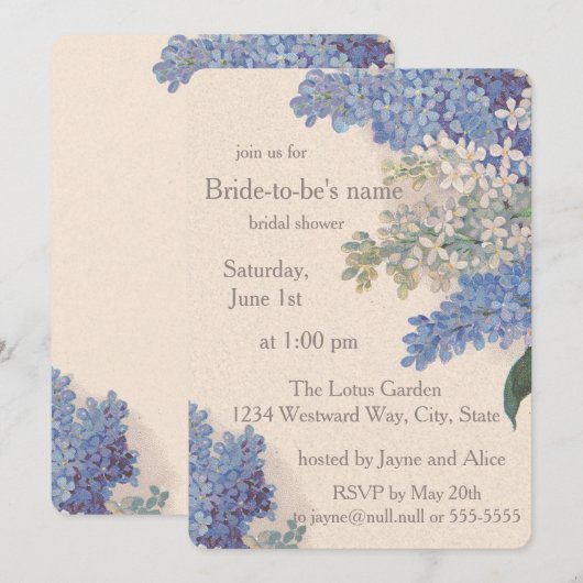  Lilacs Bridal Shower Kaart (Voorkant / Achterkant)