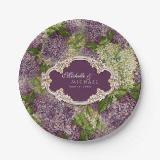 Lilacs bruiloft Goud geëmailleerd Lijst Papieren Bordje