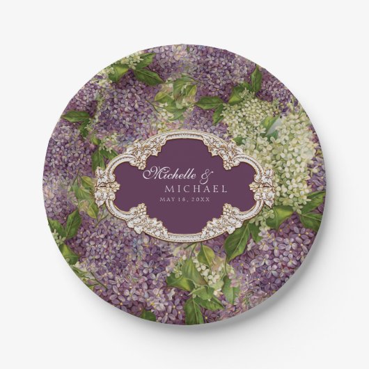  Lilacs bruiloft  Goud geëmailleerd Lijst Papieren Bordje (Voorkant)