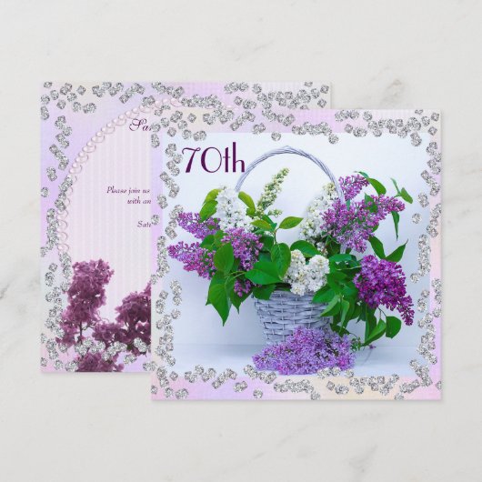 Lilacs & Diamonds 70e verjaardag Kaart (Voorkant / Achterkant)