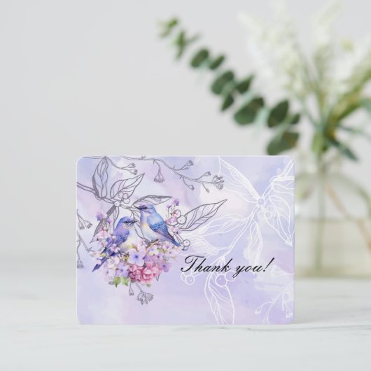 Lilacs en Bluebirds Bedankkaart (Staand voorkant)