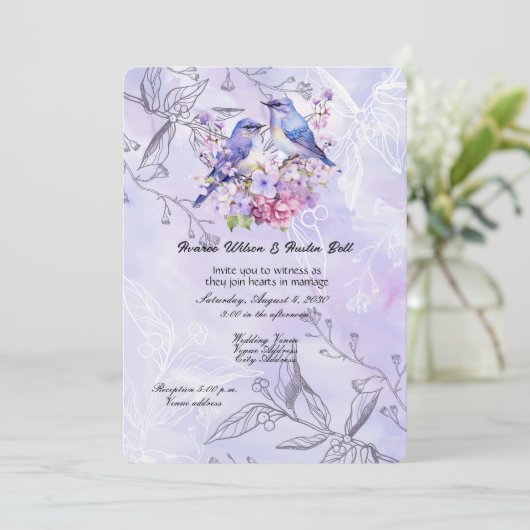 Lilacs en Bluebirds Kaart (Staand voorkant)