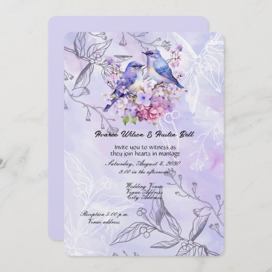 Lilacs en Bluebirds Kaart (Voorkant / Achterkant)