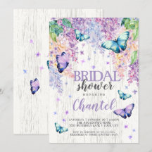 Lilacs en Butterfly | Bridal Shower-uitnodiging
