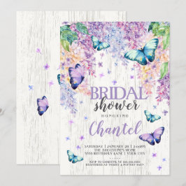 Lilacs en Butterfly | Bridal Shower-uitnodiging Kaart