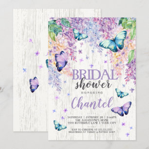 Lilacs en Butterfly   Bridal Shower-uitnodiging Kaart