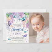 Lilacs en Butterfly | Foto uitnodiging op zaterdag (Voorkant)