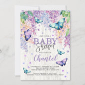 Lilacs en Butterfly | uitnodiging tot baby shower (Voorkant)