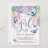 Lilacs en Butterfly | Uitnodiging tot Baby shower (Voorkant)