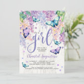 Lilacs en Butterfly | Uitnodiging tot Baby shower (Staand voorkant)