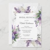 Lilacs en Heather op gemarmerde witte bruidsbrunch Kaart (Voorkant)