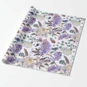 Lilacs en pioenen bloemen cadeaupapier (Uitgerold)