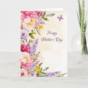Lilacs en pioenen Floral Moederdag Photo Card Kaart