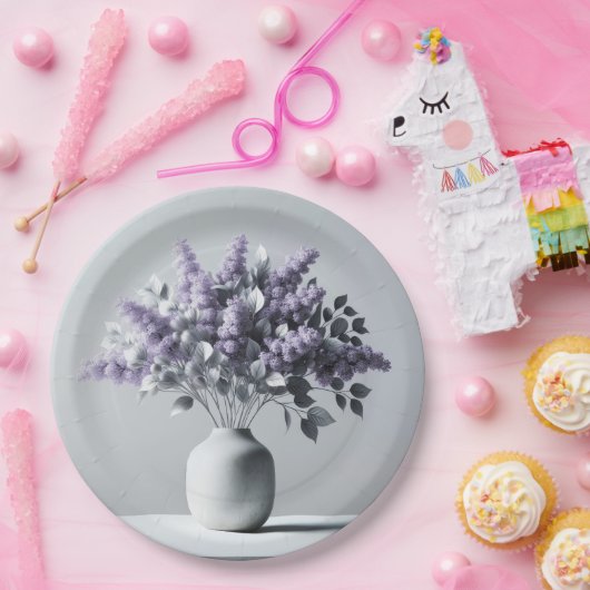 Lilacs en Silver Leaf Boeket Papieren Bordje (Feest)