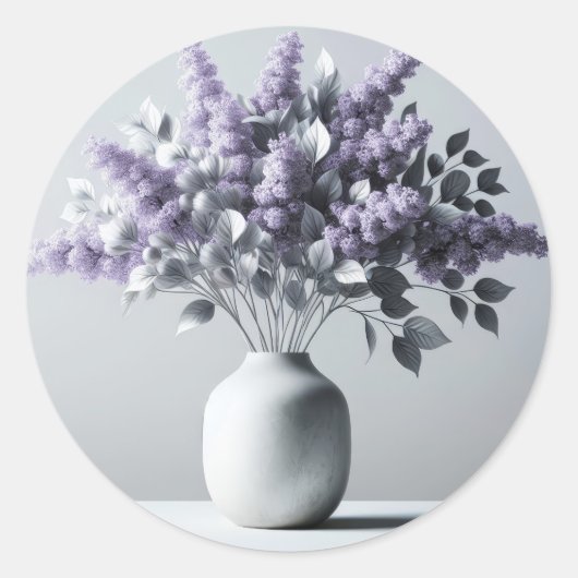 Lilacs en Silver Leaf Boeket Ronde Sticker (Voorkant)