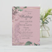 Lilacs floral Wedding Invitation Kaart (Staand voorkant)
