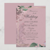 Lilacs floral Wedding Invitation Kaart (Voorkant / Achterkant)