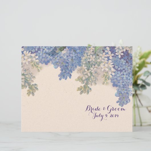 Lilacs Folded Wedding Programme (Staand voorkant)