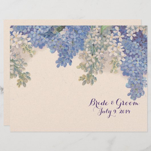  Lilacs Folded Wedding Programme (Voorkant / Achterkant)