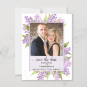 Lilacs & Foto Lavendel Bruiloft Save the Date Magnetische Uitnodiging (Voorkant)