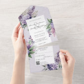 Lilacs & Heather op Lavendel met QR Code All In One Uitnodiging (Afscheurbaar)
